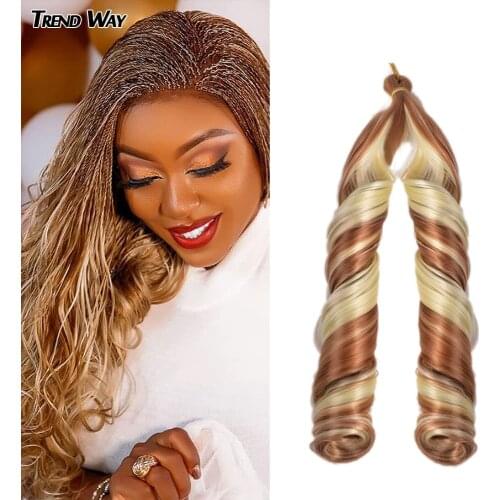 24Inch Spiral Curls Synthetic Hair Ombre Loose Wave Crochet Braids Hair Extentions Pre Stretched Braiding Hair For Black Women