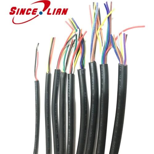 26AWG 28 AWG Signal Cable Line RVV 2/3/4/5/6/7/8/9/10 Cores TC Copper Conductor Electric RVV Black sheathed wire Mounting Wire