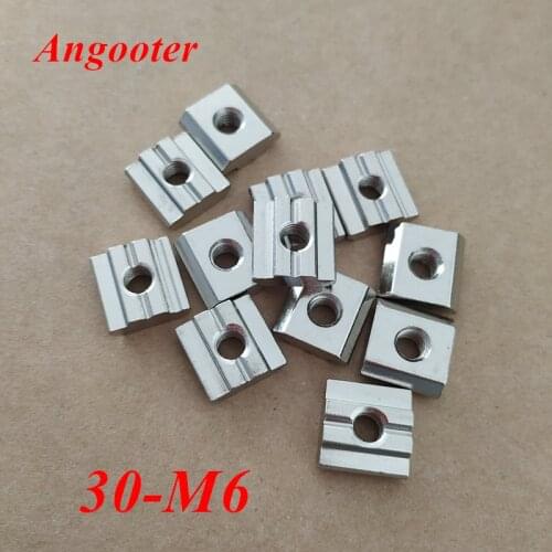 50pcs 30-m6 t block square nuts t sliding hammer nut M6 for 3030 aluminum profile connector accessory