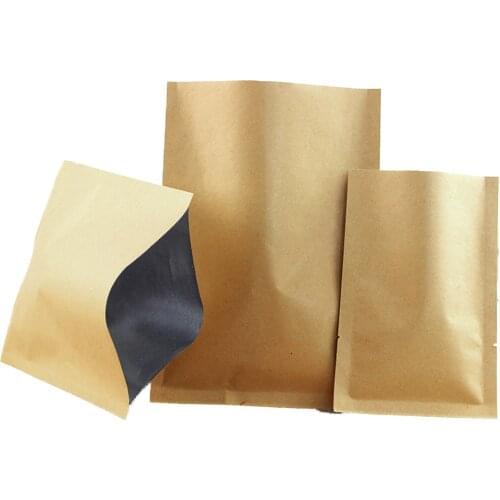 50pcs/Lot Kraft Paper Aluminum Foil Open Top Bag Packaging Pouches with Tear Notch Food Nuts Tea Packing Zip Lock Bag