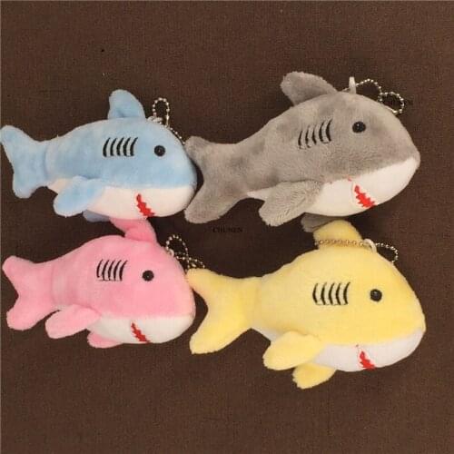 50pcs mix colors 11cm shark gift plush toy , stuffed keychain doll toy
