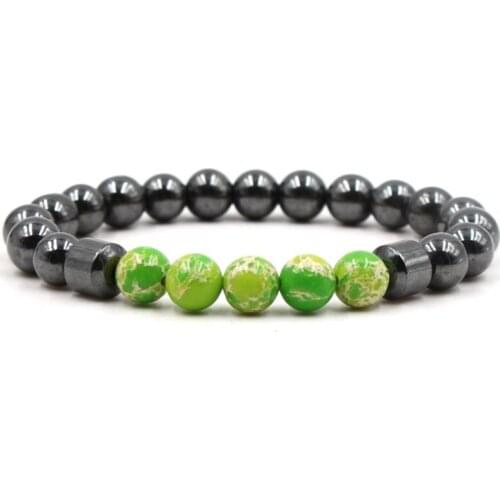 8mm yfg3 adjusted Charm nature green Emperor stone hematite bead Bracelet women Healing Prayer Reiki Chakra Buddha Yoga