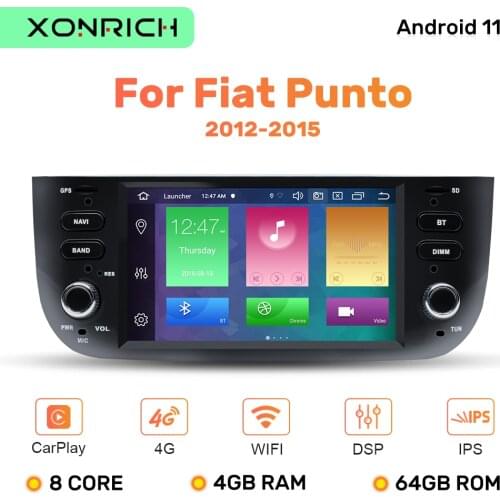 DSP 4GB 64GB Autoradio Android 10.0 Car Multimedia Player Stereo For Fiat/Linea/Punto Evo 2012-2015 GPS Navigation 1Din Carplay