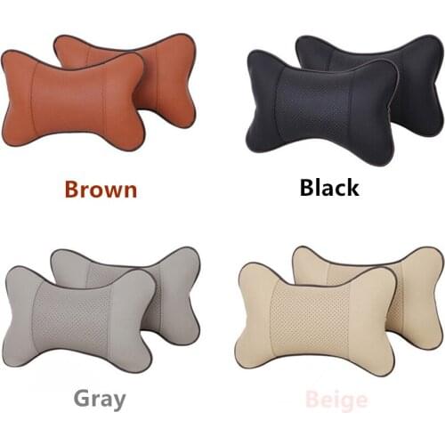 New Hot Car Neck Pillow Headrest Pillow Seat Cushion PU Leather Soft Perforating Design Danny Hole-digging Supplies Auto Safety