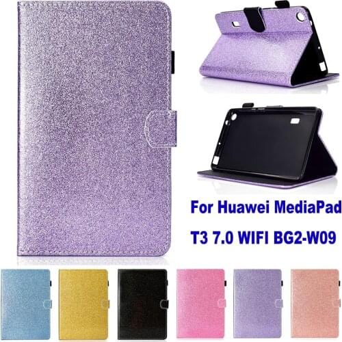 Glitter Bling Case For Huawei MediaPad T3 7.0 Wifi BG2-W09 7.0" Case Honor Play Pad 2 7.0 Stand Cover Pouch Shinning Sleeve Gift