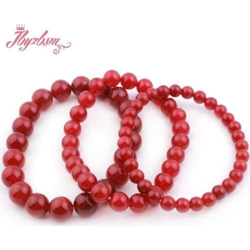 Red Agates Bracelet Jewelry Smooth Red Agates Natural Stone Handmade Beaded Elastic Bracelet 7 "6.8.10mm Bracelet for Women Gift