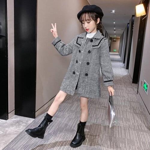 Children Autumn Winter Long Sleeve Warm Jacket & Outwear Girls Woollen Outwear Baby Girls Coat For Age 3 4 5 6 7 8 9 10 11 12