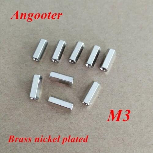 100pcs M3 Brass Standoff Spacer Female female Nickel plated Spacing Screw Brass Threaded Hex Nut Spacer M3*5/6/8/10/12/15/20/25