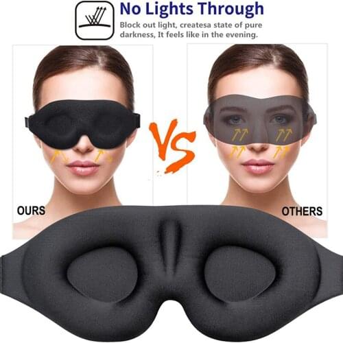 Sleeping Eye Mask 3D Concave Molded Contoured Cup Blindfold for Women Men Travel Rest Adjustable Blackout Eye Mask