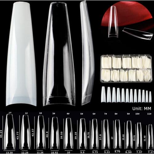 500pcs Half Cover XXL Fake Nails Long Flexible Taper Ballerina False Nail Tips Transparent Natural Color Salon Fingernail DIY