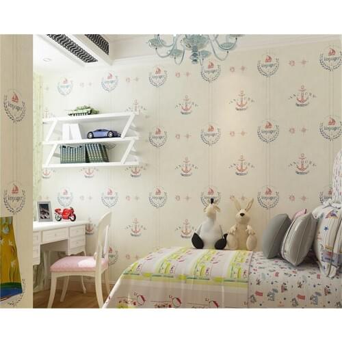 Beibehang wall paper home decor papier peint British wind ship anchor nautical figure boy bedroom green thick nonwoven wallpaper