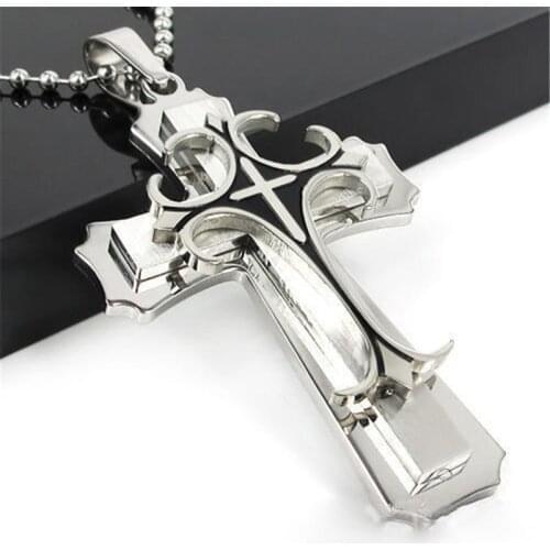 Pendant Necklace Chain Jewelry Gift Gold-Tone Alloy Cross-Christ Heavy Men Vintage Crucifix Jesus Piece Pendants