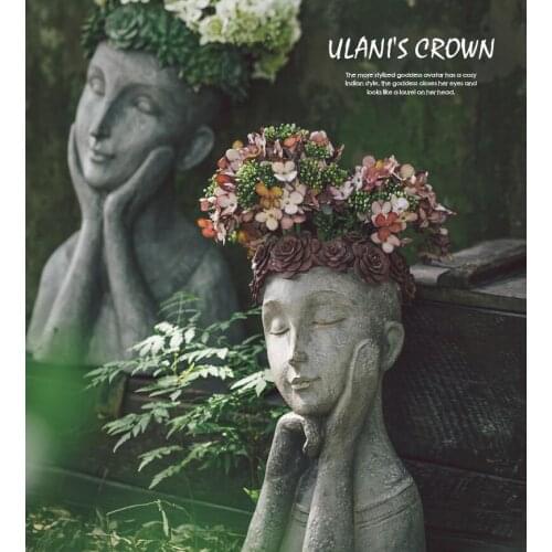 Pastoral Statue Portrait Goddess Retro Flower Pot Resin Ornaments Outdoor Garden Furnishing Crafts Courtyard Figurines Crafts