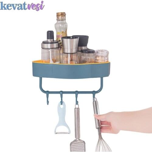 Bathroom Shelf Wall Mounted Storage Shelves Shampoo Spices Holder Punch Free Storage Rack Bathroom Accessories Kitchen Organizer