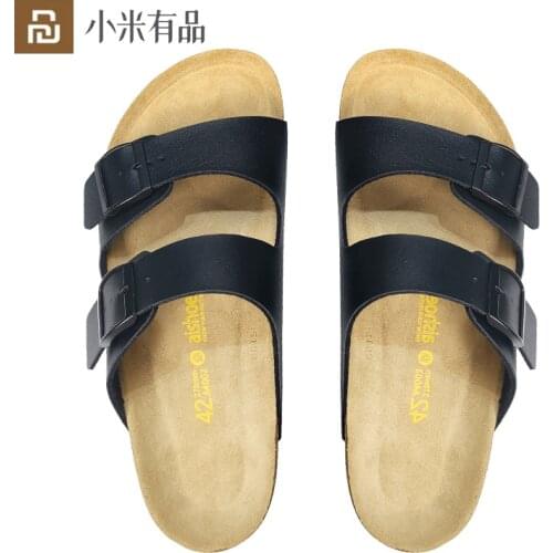 Youpin Aishoes Men Women Cork Sandals Summer Cowhide Slippers Anti-slip Casual Sandals Wear-resistant Beach Slides Size 38-44