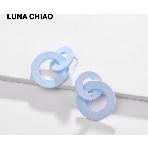 LUNA CHIAO Fashion Jewelry Double Circles Drop Statement Earring Colored Acrylic Dangle Earrings Bijoux