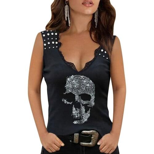 Summer New 90s Skull Printed Ruffle Short Sleeve Clothing Womens T-Shirt Harajuku Graphic Clothing Womens Top Drop Ship D30