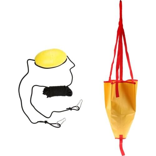 Blue/Yellow PVC 24" Sea Anchor Drogue Drifting Brake Fits 14-16ft Boat/Yacht/Jet Ski/Kayak + 30ft Kayak Drift Anchor Tow Rope