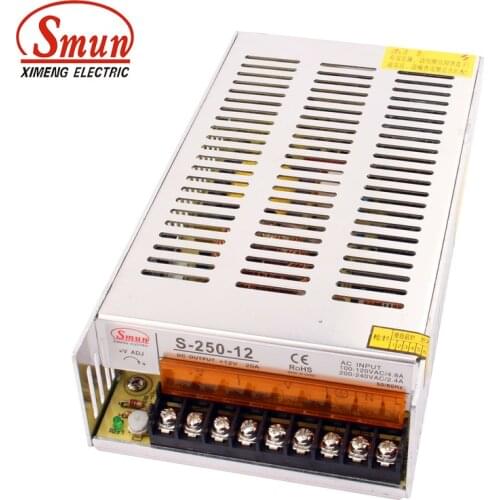 SMUN S-250-12 110V/220VAC to 250W 12V 20A Power Supply For LED Strip Light