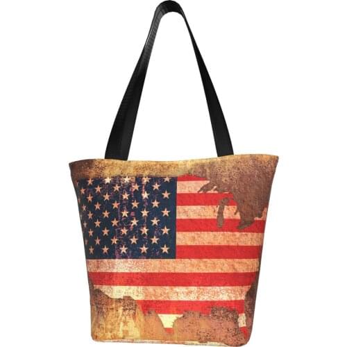 USA Star And Stripes Map (1) Polyester outdoor girl handbag, woman shopping bag, shoulder bag, canvas bag, gift bag