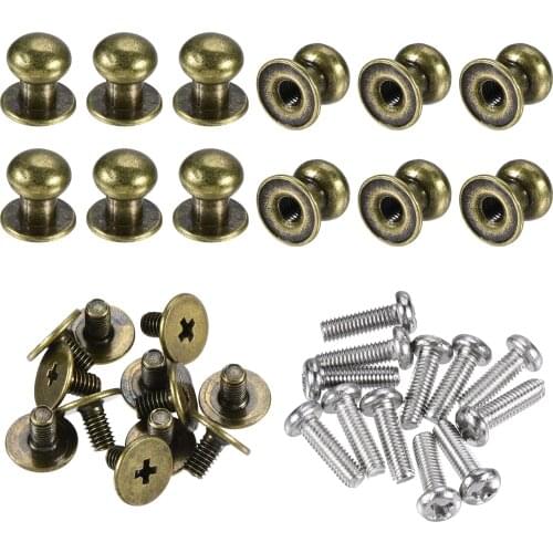 Uxcell 7mm Head Dia. Round Knobs Pull Handle, 12pcs Zinc Alloy Bronze Tone