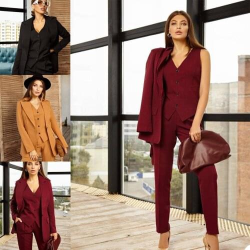 Spring Fashion Mother of the Bride Pants Suits Women Ladies Formal Evening Party Tuxedos Formal Work Wear For Wedding 3 pcs