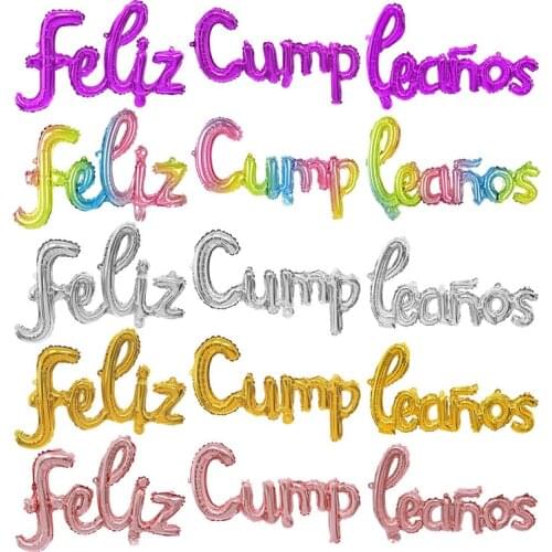 1set Happy Birthday Balloons Spanish Birthday Letters Balloons Rose Gold Foil Globos Adult Kids Birthday Party Baby Shower Decor
