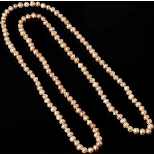 The yellow Gloss is More Attractive and more Long sized 8-9 MM Natural Freshwater Pearl Necklace