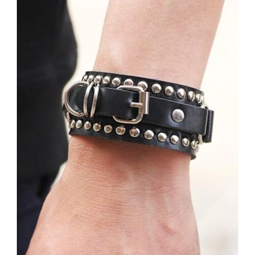 New Fashion Casual Gothic Punk Style Rivet Buckle Belt Pu Leather Bracelet Bracelet for Womens Charm Wristband Wrapped Bracelet