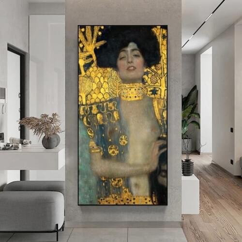 Famous Art Judith By Gustav Klimt Canvas Painting Reproductions Posters and Prints Wall Art Pictures for Living Room Home Decor