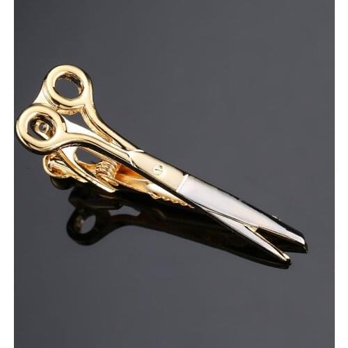 Golden scissors Men Tie Clip Bar Necktie Pin Clasp Clamp For Wedding Business Birthday Charm Creative Gifts top quality