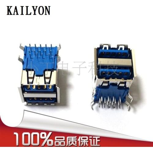 100pcs quality 3, mother seat imported double USB, 3 double deck mother seat, 90 degree horizontal insert type Lotes