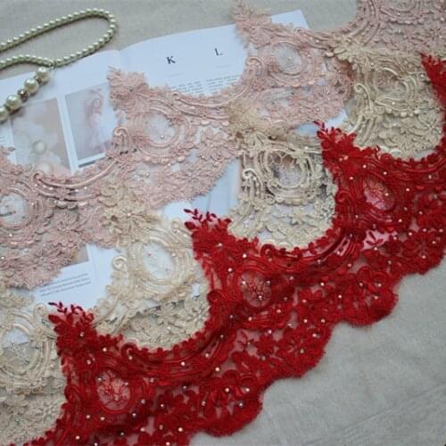 19cm or 7.48 inch wide (2yards/lo)Ironed CrystalAB Stones Alencon Lace Trim, Exquisite Corded Lace Trim Wedding Bridal Lace Trim