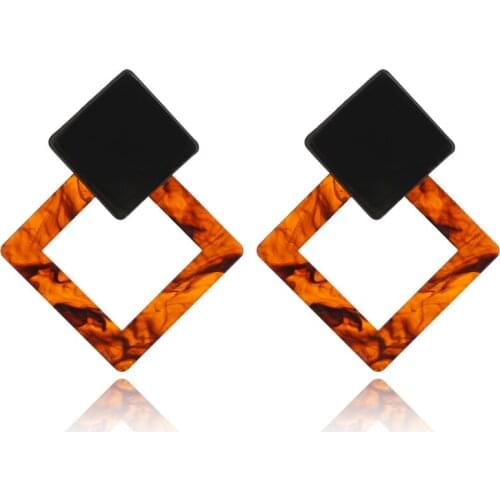 2pairs/pack Retro ear jewelry hundred tower autumn and winter geometric zircon earrings acetate plate fashion simple earrings