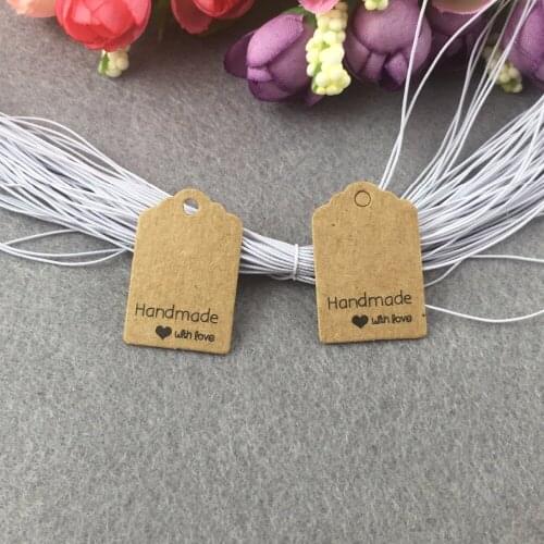 200pcs Tags/Kraft hand made with love Tags with 200pcs Strings for Gifts /wedding party decoration