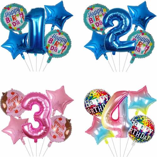 5pcs/set 30inch Number Foil Balloons Digit Balloon Kids Birthday Party decoration Festival Party anniversary Decor baby shower