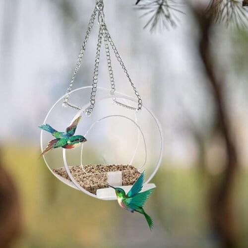 Acrylic Bird Feeder Window Viewing Bird Feeders Birdhouse Outdoor Pet Water Feeder Hanging Bird Feeder Bird Cage Round Birdhous