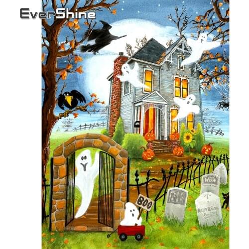 EverShine 5D Diamond Painting With Square Rhinestones Halloween Cross Stitch Diamond Mosaic Cartoon Bead Picture Art Home Decor