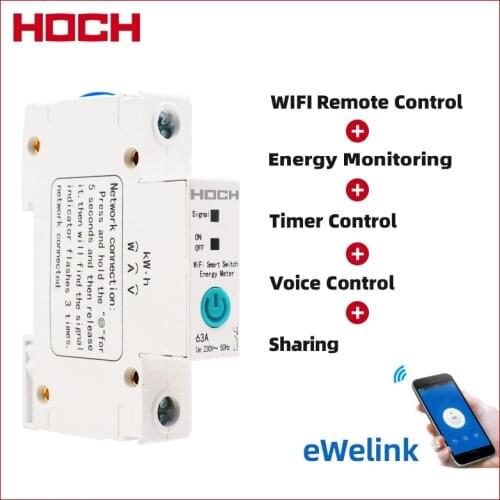 HOCH RDCBC-1P Not WIFI Circuit Breaker Remote Control eWeLink Timer Smart Home Din Rail Switch Factory