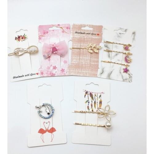 Free shipping 50pcs Fashion Jewelry Hair Clip Packaging Paper Card Various Specifications Kraft Hairpin Display Cards