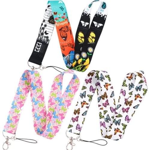 Butterfly Keychain Beautiful Lanyard Neck Strap for Key ID Card Straps Badge Holder DIY Hanging Rope Neckband Accessories