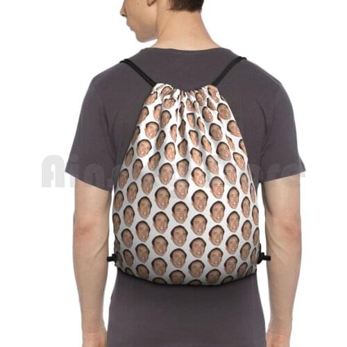 Nicolas Cage Face Pattern Design Backpack Drawstring Bags Gym Bag Waterproof Nicolas Cage Nic Cage Nick Cage Nickolas