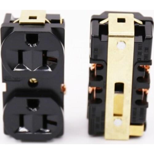Black Power Socket HIFI US 20A AC Power Receptacle Socket Red copper distributor