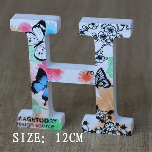 Wood wooden letters 12cm with New design printed spring Butter Flowers used for Wedding Party Decoration or Birthday present