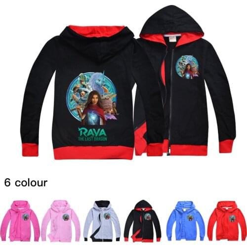 Raya and The Last Dragon Kids Hooded Sweatshirts Boys Long Sleeve Zipper Clothes Girls Halloween Funny Tops Hoodies Pullover