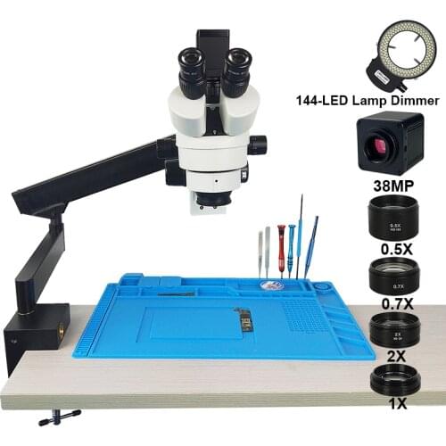 Efix 22MP HDMI USB 3.5-90X Trinocular Stereo Microscope Simul-Focuse Articulating Arm Stand Zoom Digital Camera Phone Repair