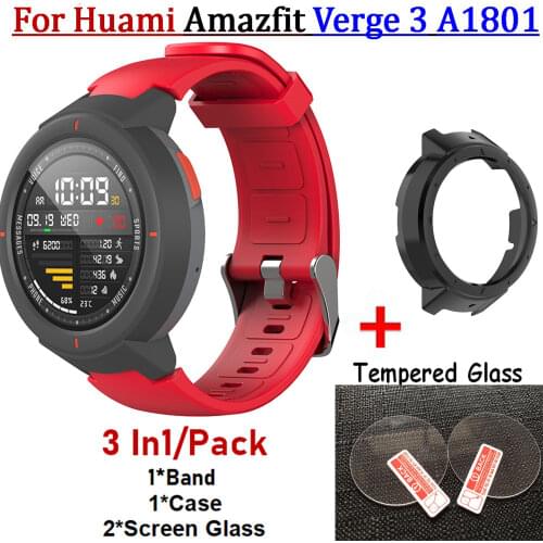 NEW Strap Watch for Xiaomi Huami Amazfit Verge 3 A1801 Tempered Glass Screen Frame Protective Case for Amazfit Verge Band Wrist