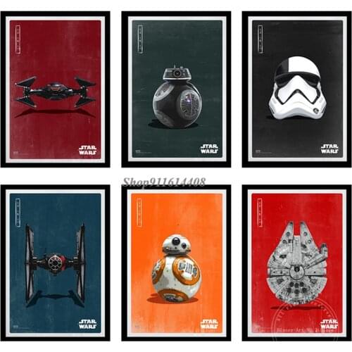 Canvas Paintings Animation Star Wars The Force Awakens Cartoon Movie Poster and Print Wall Art Picture Bar Home Livingroom Decor