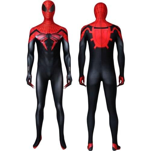Adult Superhero Superior Spider #1 Peter Parker Jumpsuit Cosplay Costume Halloween Masquerade Party Bodysuit