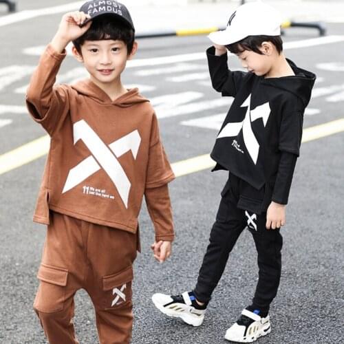 Autumn clothing sets for boys 3-13T cotto long sleeve shirt+pant 2pcs/set teenage outfit casual cloth set with caps daily dress